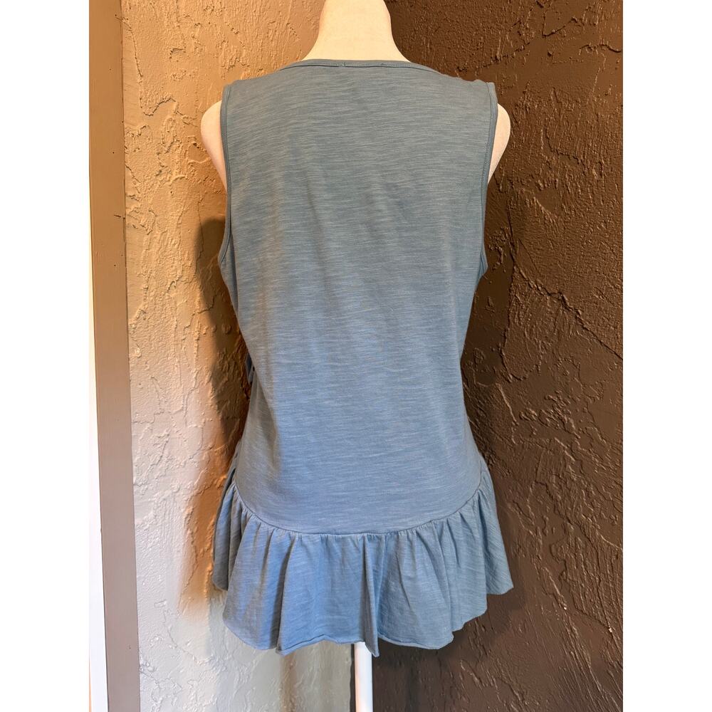 Sundance Dusty Blue Ruffle Tank - Size Small - Picture 3 of 8